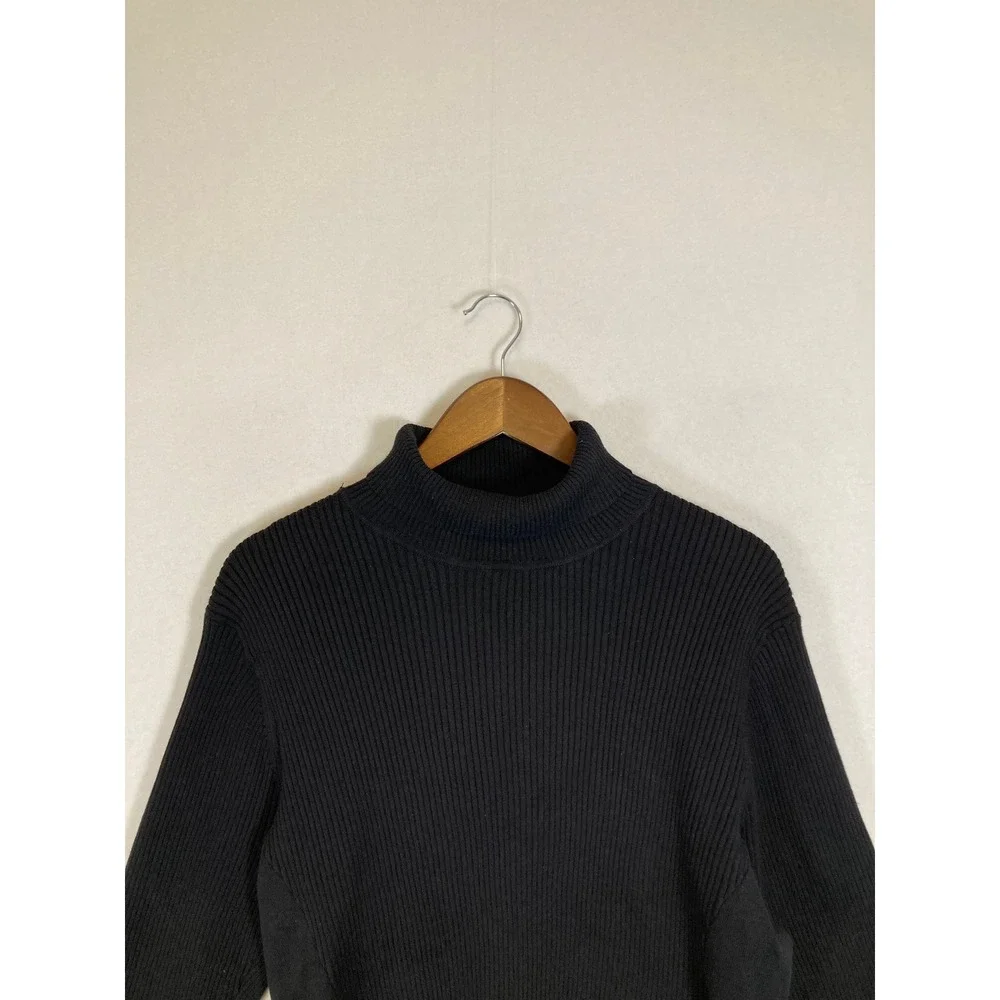 Classic Minimalist Coldwater Creek Women XL Black‎ Ribbed Turtleneck Sweater